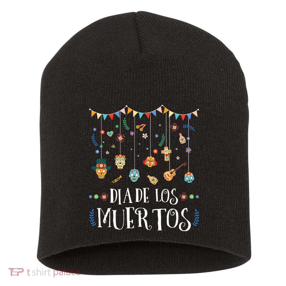 Mexican Dia De Los Muertos Day Of The Dead Vintage Design Short Acrylic Beanie