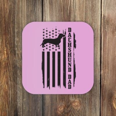 Mens Dachshund Dad Vintage American Flag Patriotic Weiner Dog Coaster