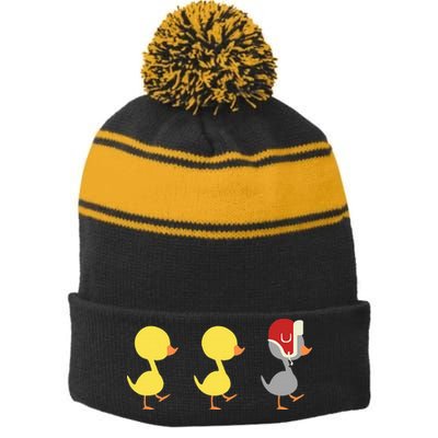 Minnesota Duck Duck Grey Duck Stripe Pom Pom Beanie
