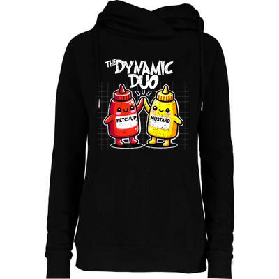 Mustard Dynamic Duo Best Friends Funny Condiment Womens Funnel Neck Pullover Hood