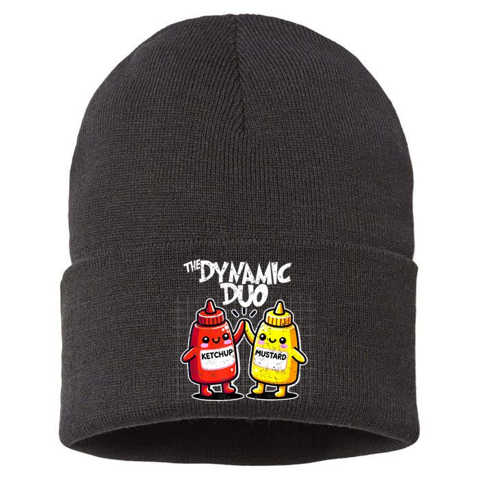 Mustard Dynamic Duo Best Friends Funny Condiment Sustainable Knit Beanie