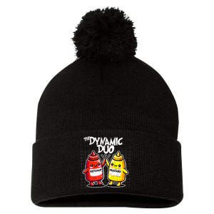 Mustard Dynamic Duo Best Friends Funny Condiment Pom Pom 12in Knit Beanie