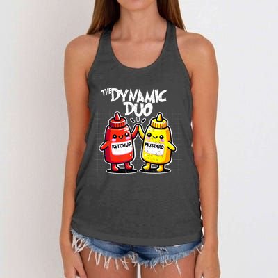 Mustard Dynamic Duo Best Friends Funny Condiment Women's Knotted Racerback Tank