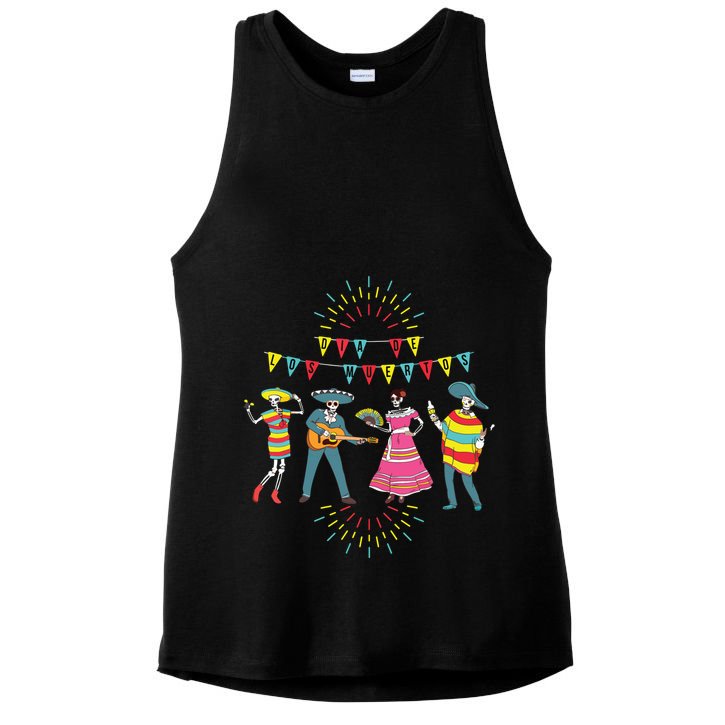 Mariachi Dia De Los Muertos Ladies PosiCharge Tri-Blend Wicking Tank