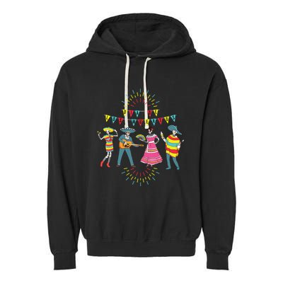 Mariachi Dia De Los Muertos Garment-Dyed Fleece Hoodie