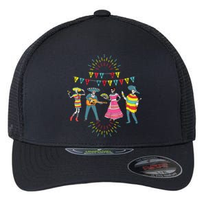 Mariachi Dia De Los Muertos Flexfit Unipanel Trucker Cap