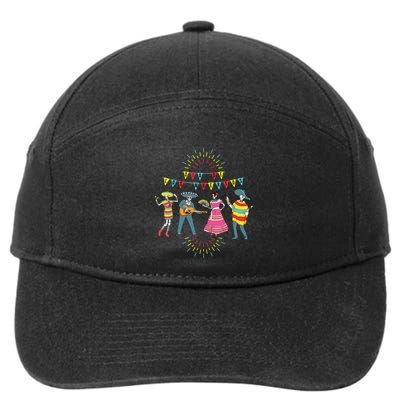 Mariachi Dia De Los Muertos 7-Panel Snapback Hat