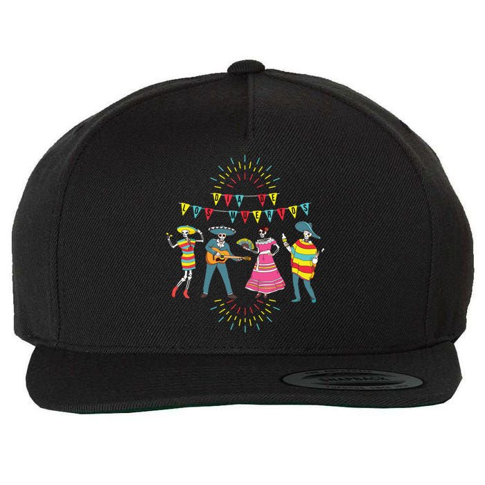 Mariachi Dia De Los Muertos Wool Snapback Cap