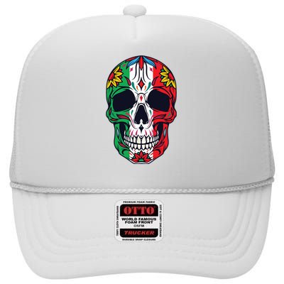 Mexican Dia De Los Muertos Day Of The Dead High Crown Mesh Back Trucker Hat