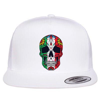 Mexican Dia De Los Muertos Day Of The Dead Flat Bill Trucker Hat