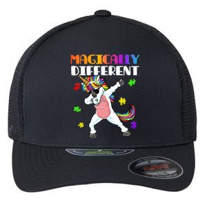 Magically Different Dabbing Unicorn Autism Awareness Gift Cute Gift Flexfit Unipanel Trucker Cap