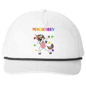 Magically Different Dabbing Unicorn Autism Awareness Gift Cute Gift Snapback Five-Panel Rope Hat