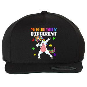 Magically Different Dabbing Unicorn Autism Awareness Gift Cute Gift Wool Snapback Cap