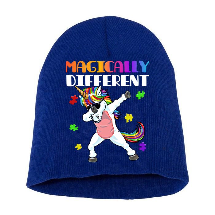 Magically Different Dabbing Unicorn Autism Awareness Gift Cute Gift Short Acrylic Beanie