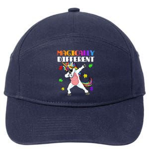 Magically Different Dabbing Unicorn Autism Awareness Gift Cute Gift 7-Panel Snapback Hat