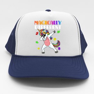 Magically Different Dabbing Unicorn Autism Awareness Gift Cute Gift Trucker Hat