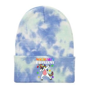 Magically Different Dabbing Unicorn Autism Awareness Gift Cute Gift Tie Dye 12in Knit Beanie