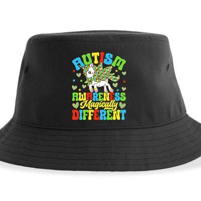 Magically Different Dabbing Unicorn Autism Awareness Puzzle Gift Sustainable Bucket Hat