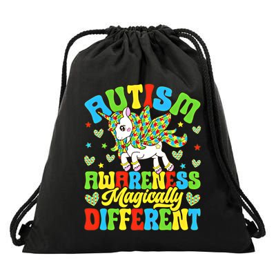 Magically Different Dabbing Unicorn Autism Awareness Puzzle Gift Drawstring Bag