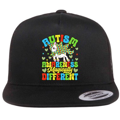 Magically Different Dabbing Unicorn Autism Awareness Puzzle Gift Flatbill Hat