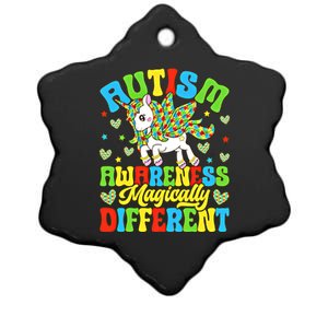 Magically Different Dabbing Unicorn Autism Awareness Puzzle Gift Ceramic Star Ornament