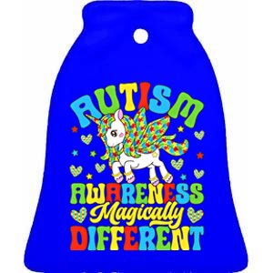 Magically Different Dabbing Unicorn Autism Awareness Puzzle Gift Ceramic Bell Ornament