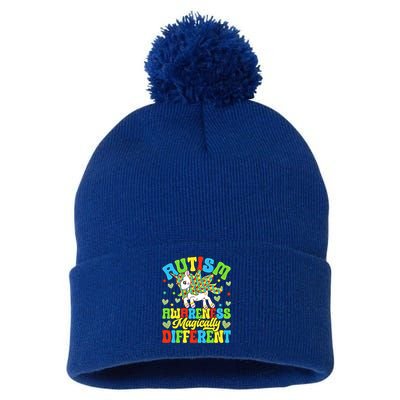 Magically Different Dabbing Unicorn Autism Awareness Puzzle Gift Pom Pom 12in Knit Beanie