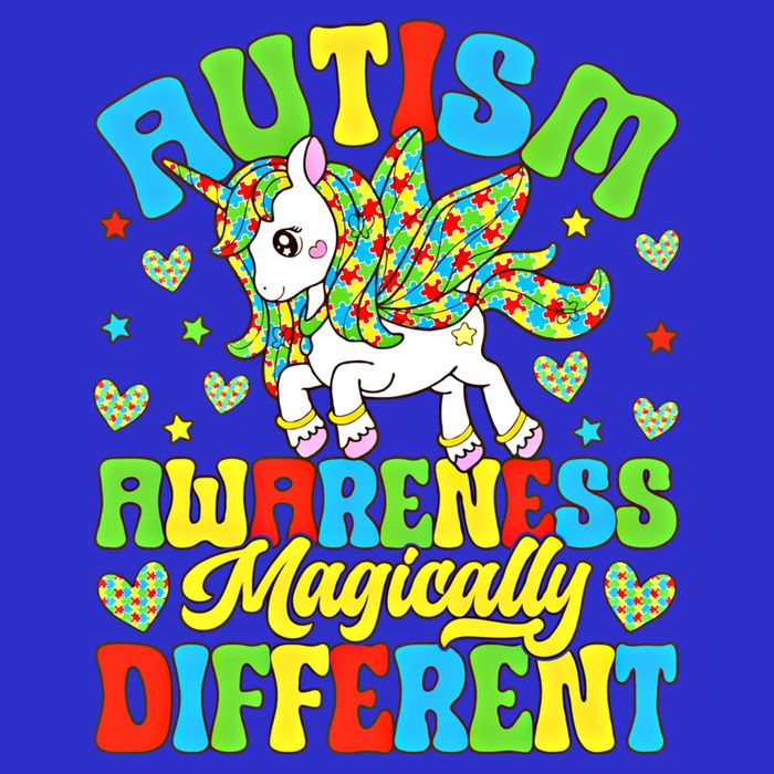 Magically Different Dabbing Unicorn Autism Awareness Puzzle Gift Short Acrylic Beanie