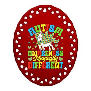 Magically Different Dabbing Unicorn Autism Awareness Puzzle Gift Ceramic Oval Ornament