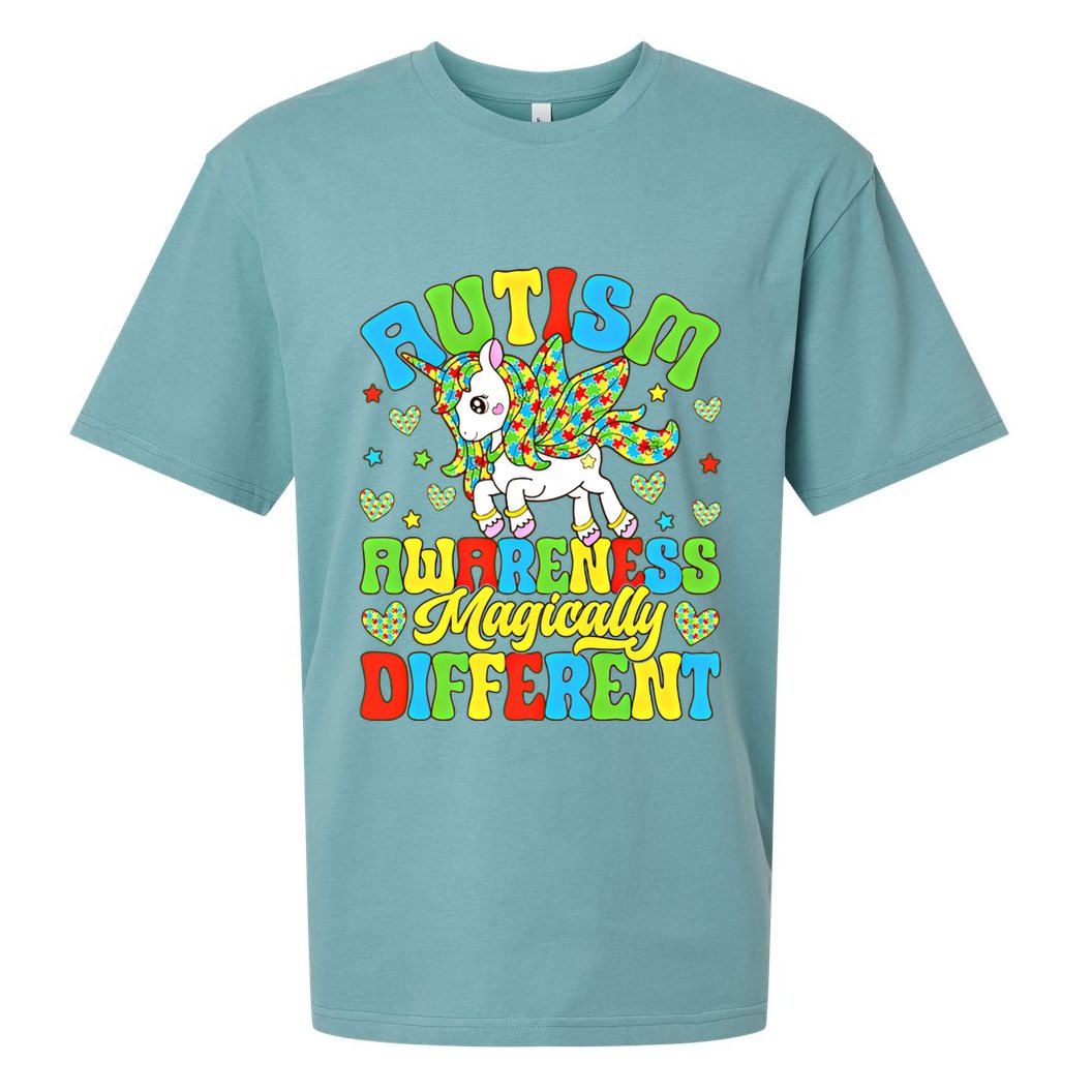 Magically Different Dabbing Unicorn Autism Awareness Puzzle Gift Sueded Cloud Jersey T-Shirt