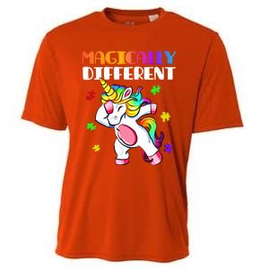 Magically Different Dabbing Unicorn Autism Awareness Funny Gift Cooling Performance Crew T-Shirt