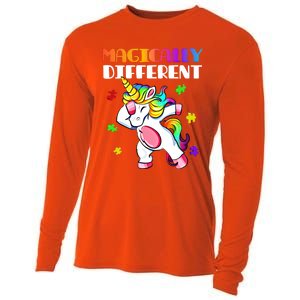 Magically Different Dabbing Unicorn Autism Awareness Funny Gift Cooling Performance Long Sleeve Crew