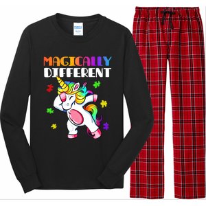 Magically Different Dabbing Unicorn Autism Awareness Funny Gift Long Sleeve Pajama Set