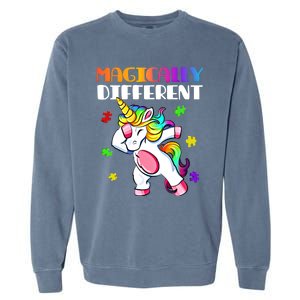 Magically Different Dabbing Unicorn Autism Awareness Funny Gift Garment-Dyed Sweatshirt