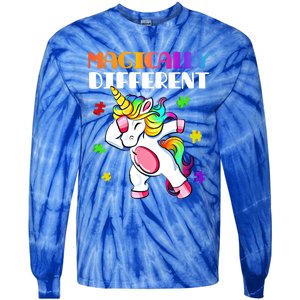 Magically Different Dabbing Unicorn Autism Awareness Funny Gift Tie-Dye Long Sleeve Shirt