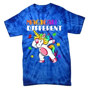 Magically Different Dabbing Unicorn Autism Awareness Funny Gift Tie-Dye T-Shirt