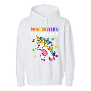 Magically Different Dabbing Unicorn Autism Awareness Funny Gift Garment-Dyed Fleece Hoodie