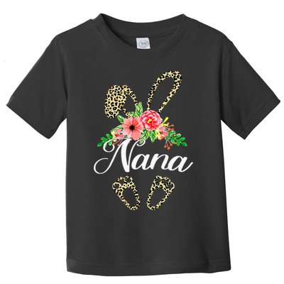 Mother's Day Easter Gifts Flower Nana Leopard Bunny Toddler T-Shirt