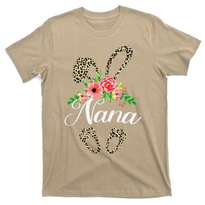 Mother's Day Easter Gifts Flower Nana Leopard Bunny T-Shirt