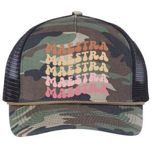 Maestra De Espaol Groovy Spanish Teacher Retro Rope Trucker Hat Cap