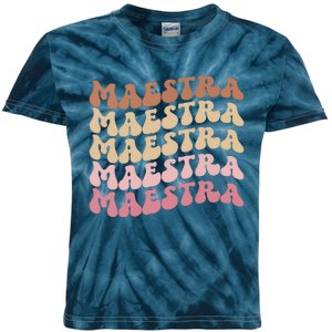 Maestra De Espaol Groovy Spanish Teacher Kids Tie-Dye T-Shirt