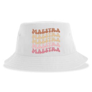 Maestra De Espaol Groovy Spanish Teacher Sustainable Bucket Hat