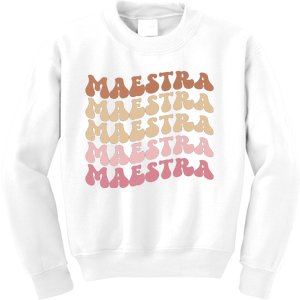 Maestra De Espaol Groovy Spanish Teacher Kids Sweatshirt