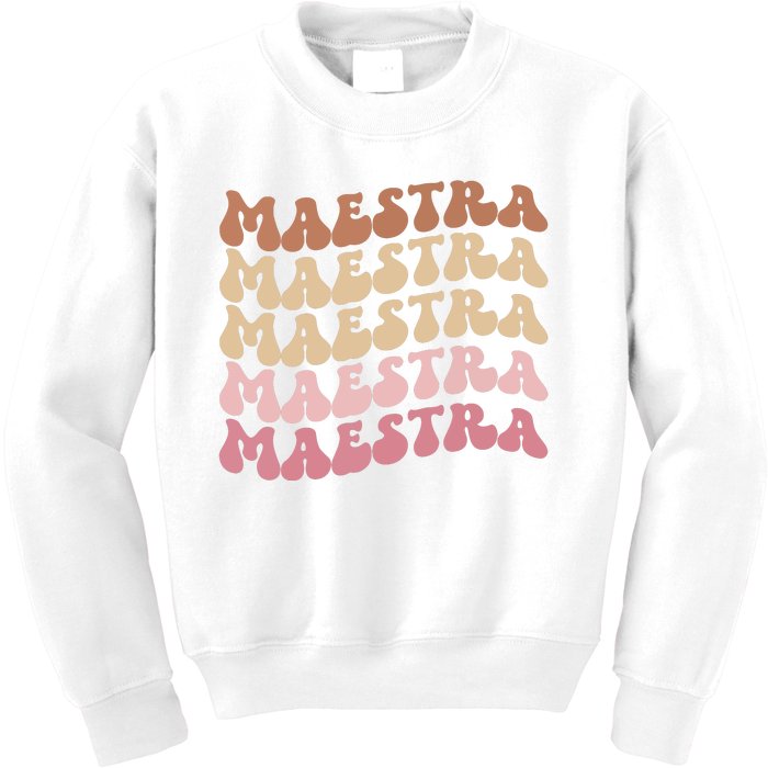 Maestra De Espaol Groovy Spanish Teacher Kids Sweatshirt