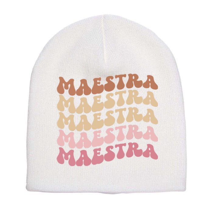 Maestra De Espaol Groovy Spanish Teacher Short Acrylic Beanie