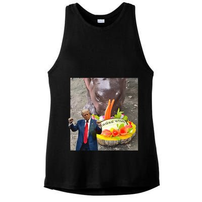 Moo Deng Endorsed Trump Hippo Predicting TrumpS Victory Ladies PosiCharge Tri-Blend Wicking Tank