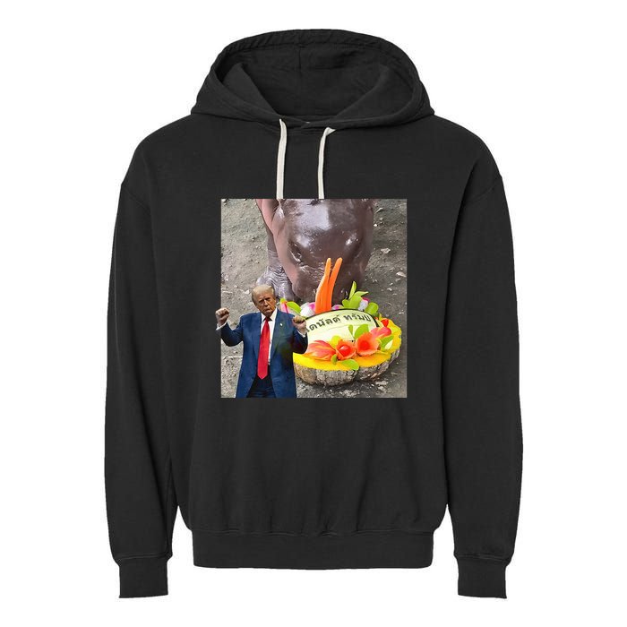 Moo Deng Endorsed Trump Hippo Predicting TrumpS Victory Garment-Dyed Fleece Hoodie