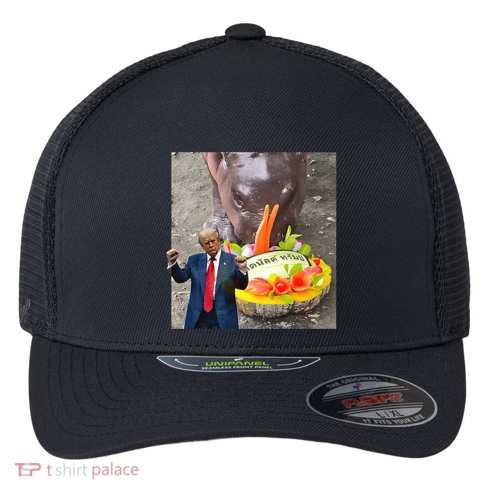 Moo Deng Endorsed Trump Hippo Predicting TrumpS Victory Flexfit Unipanel Trucker Cap