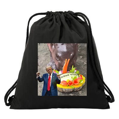 Moo Deng Endorsed Trump Hippo Predicting TrumpS Victory Drawstring Bag