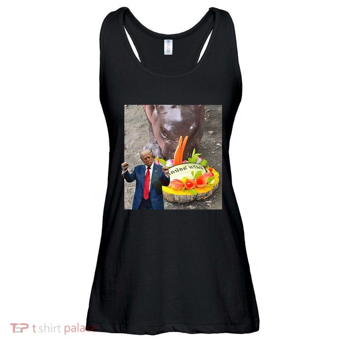 Moo Deng Endorsed Trump Hippo Predicting TrumpS Victory Ladies Essential Flowy Tank